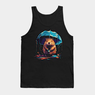 Beaver Rainy Day With Umbrella Tank Top